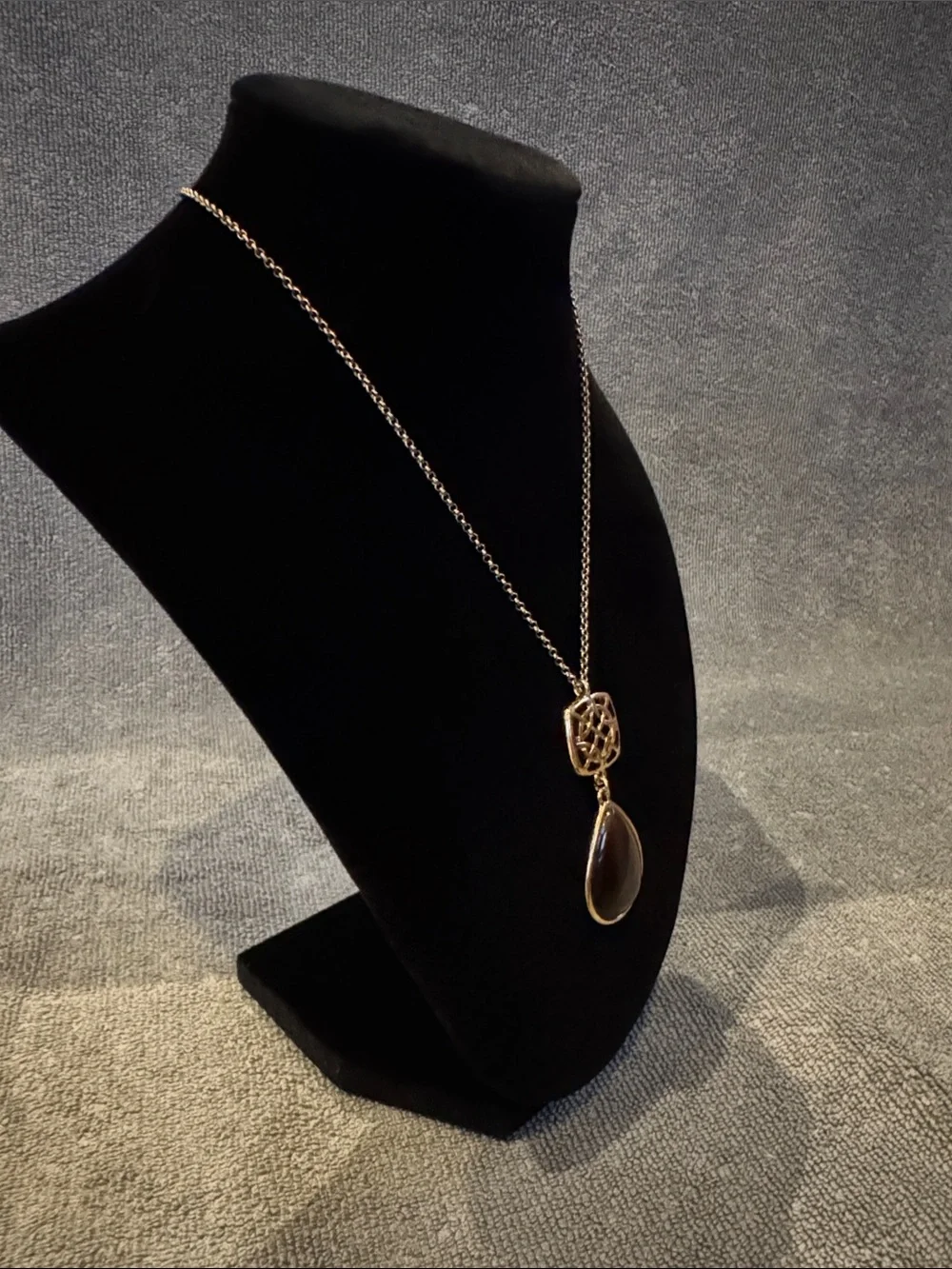 Liz Claiborne Gold-Tone Necklace with Brown Teardrop Pendant